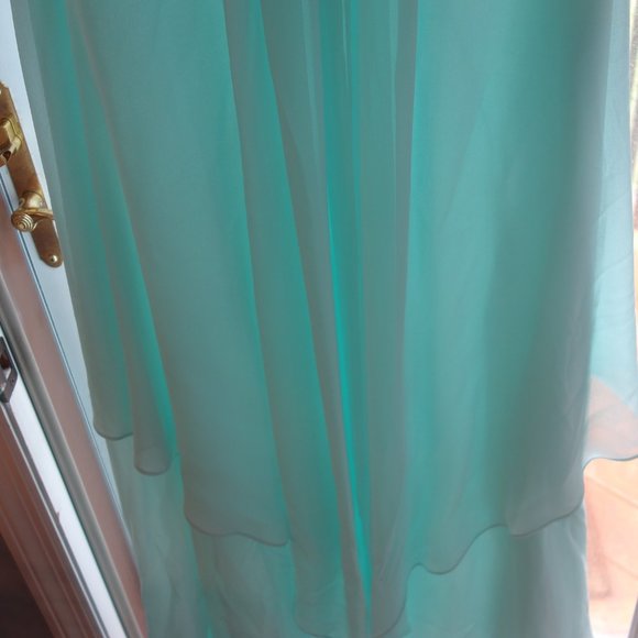 Donna Morgan Green Teal Sheer Gown - Picture 11 of 16
